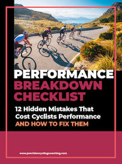 Free Performance Breakdown Cyclist racing in a fast group, showing how race positioning, decision-making and repeated surges can affect performance even when training fitness is strong.